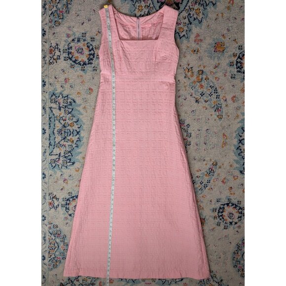 Vintage 60's Handmade Pink Textured Sleeveless Square Neck Maxi Dress - Picture 8 of 8